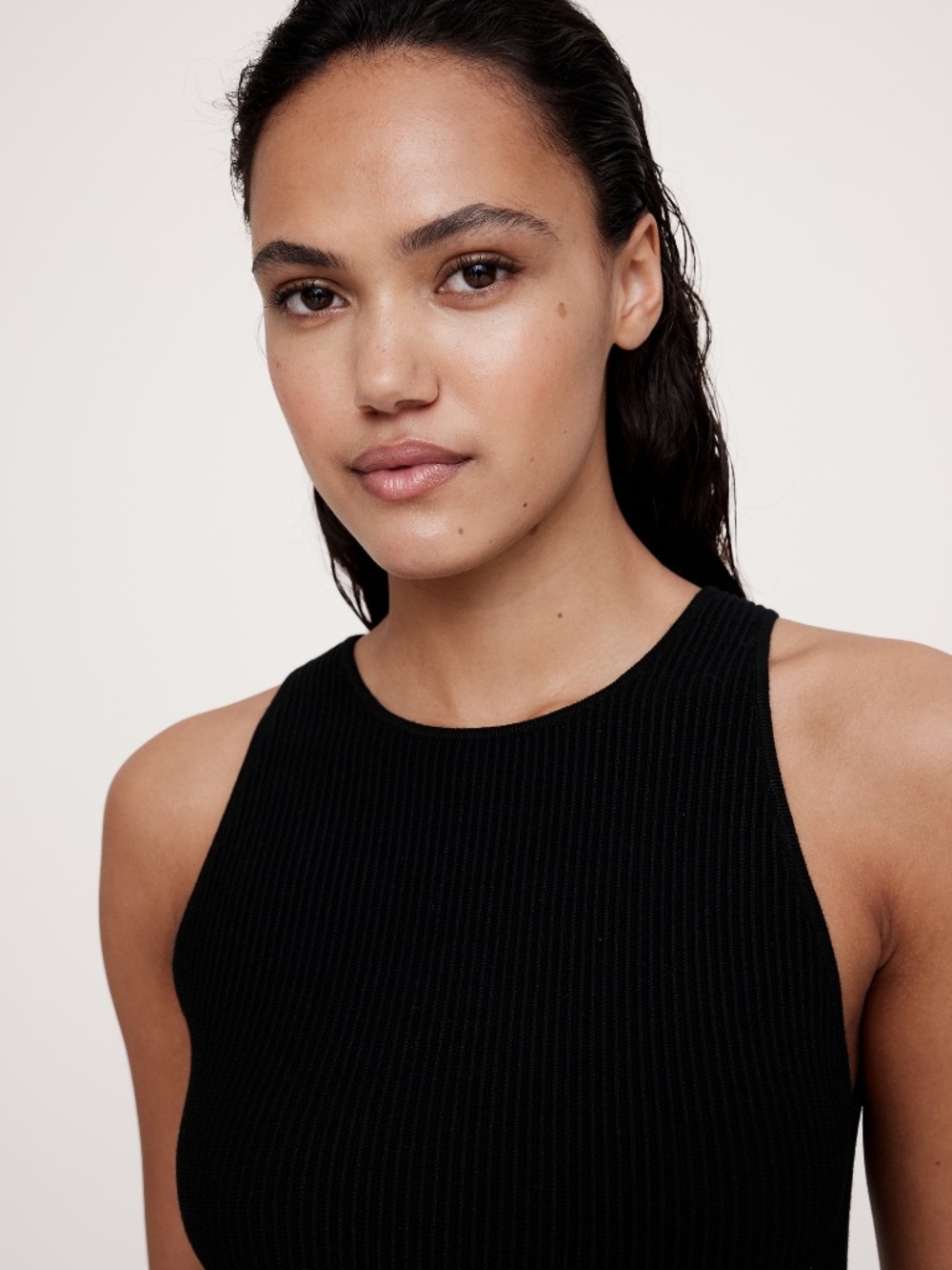Banana Republic Sculpted Ribbed Tank Black Size S - Picture 3 of 9